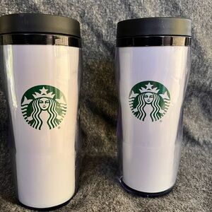 Starbucks White Insulated Acrylic Travel Tumbler 16oz Green Logo